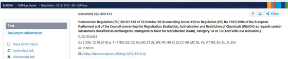 Eintrag 72 der Verordnung (EU) 2018/1513 der Kommission zur Änderung des Anhangs XVII der REACH-Verordnung (EG) Nr. 1907/2006